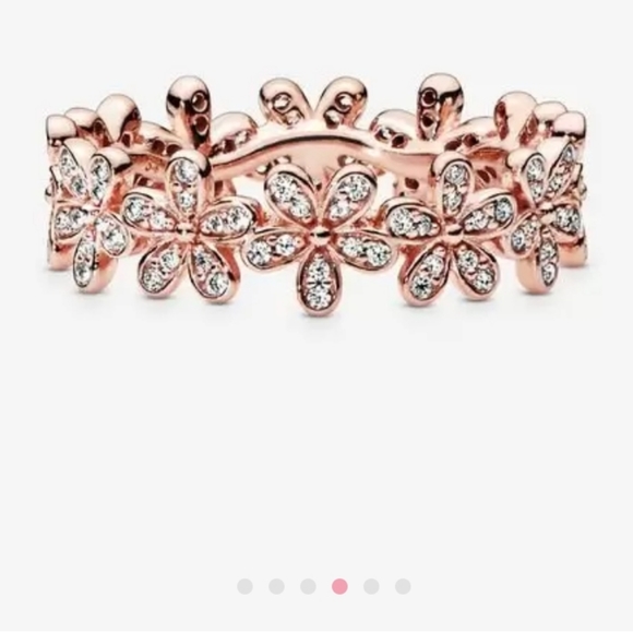 Pandora rose gold daisy flower gemstone ring - Picture 3 of 4